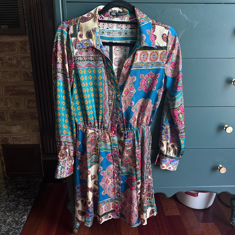 Zara Multicolor Patterned Blouse dress size xs